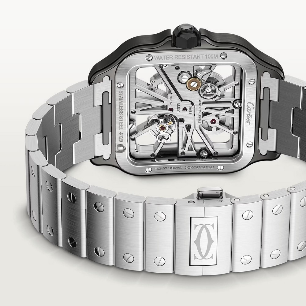 Đồng Hồ Cartier Santos De Cartier Large Watch Nam Xám Đen